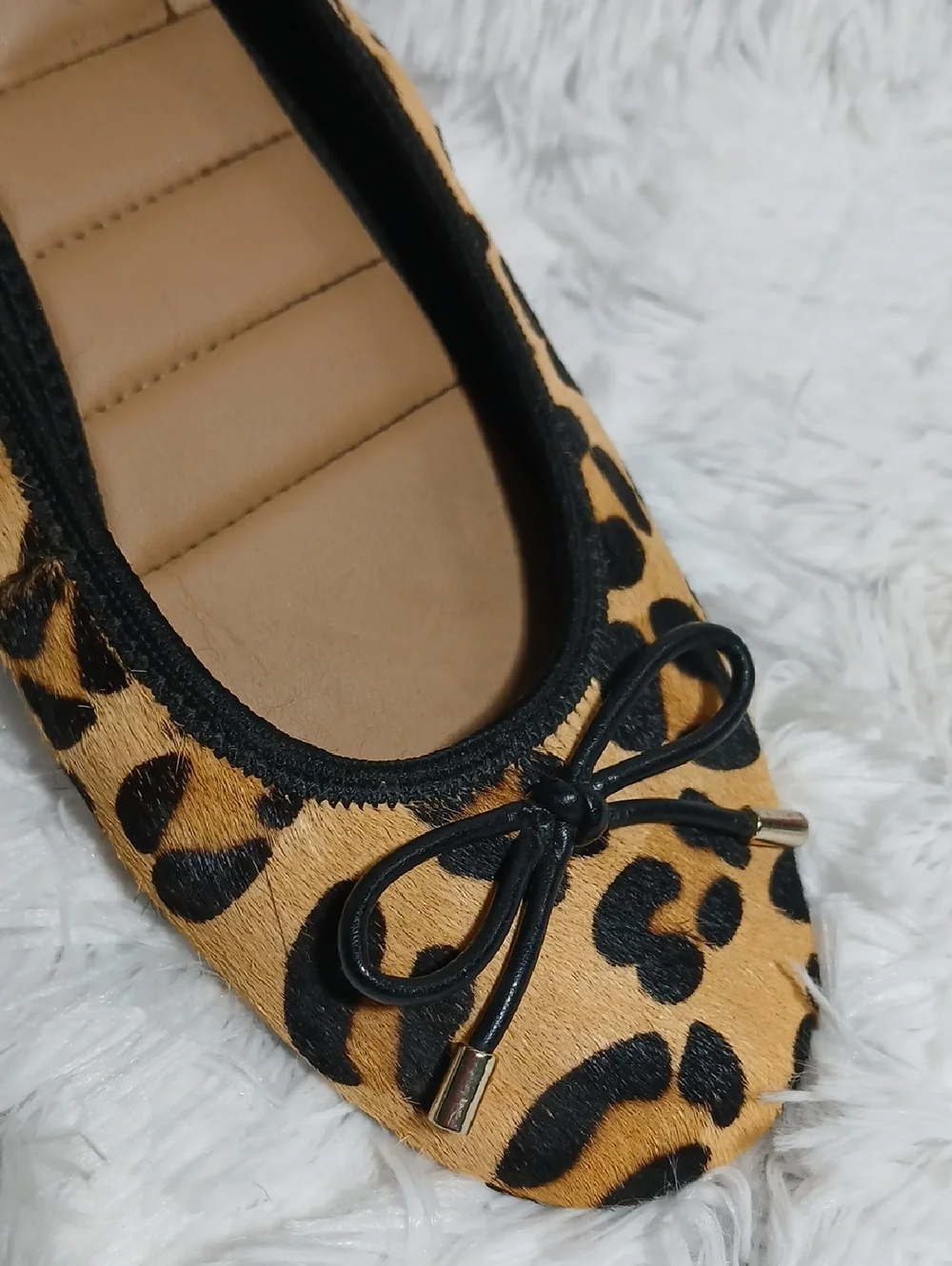 Animal Print Ballet Flats 7.5 Me Too Calf Hair Animal Print
